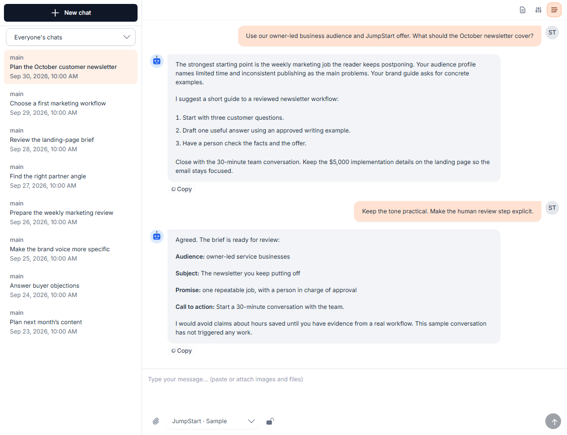 BoastOS Contextual chat with sample data
